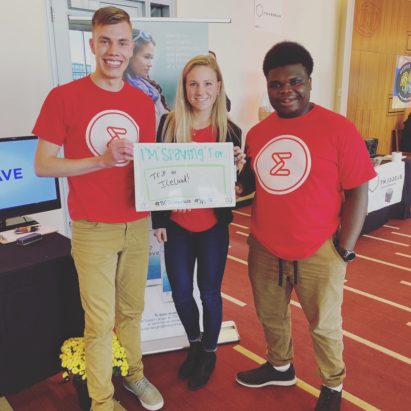 3 teenagers with Spave sign